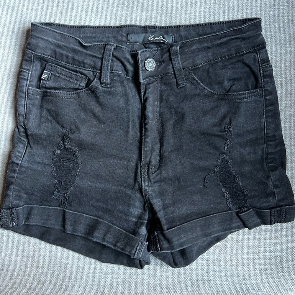 KanCan Distressed Black Denim Jean Shorts
